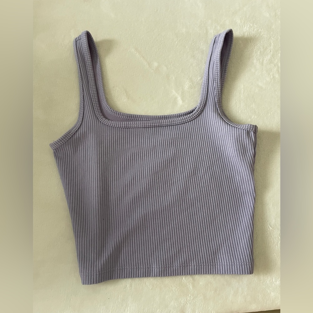 Hollister Purple Ribbed Crop Tank Top